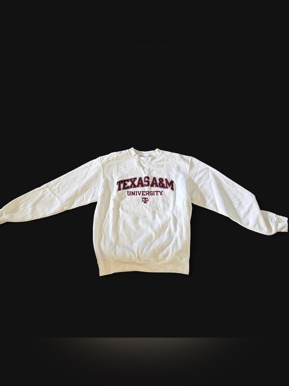 Champion White Texas A&M Crewneck Sweatshirt with Maroon Logo